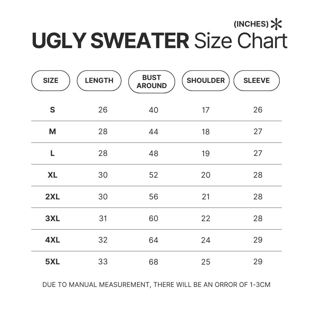 Ugly Sweater Size Chart 1 - Among Us Merch