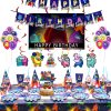 Cartoon Among Game Theme Birthday Supplies Tablecloth Paper Plate Cup Straw Banner Balloon Party Decoration Set 1 - Among Us Merch