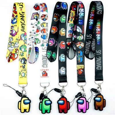 Cute Cartoon Key Lanyard ID Badge Holder Phone Neck Straps with Fashion Key Chain Keychain Charms - Among Us Merch