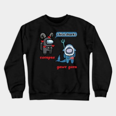 Gawr Gura And Corpse Husband Crewneck Sweatshirt Official Cow Anime Merch