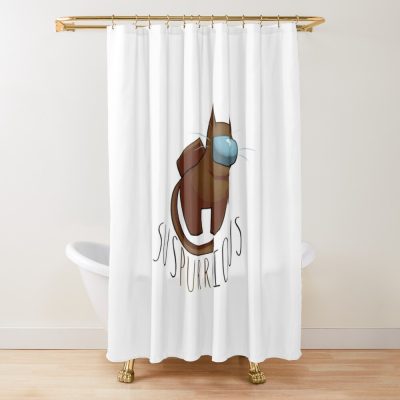 Brown Suspicious Among Us Cat Shower Curtain Official Cow Anime Merch